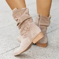 Veloura Slouch Suede Ankle Boots for Women with Block Heel