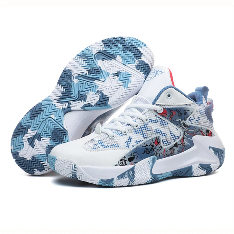 Court Dynamics High-Top Basketball Shoe – Bold Graphic Design with Ankle Support