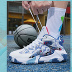 Court Dynamics High-Top Basketball Shoe – Bold Graphic Design with Ankle Support