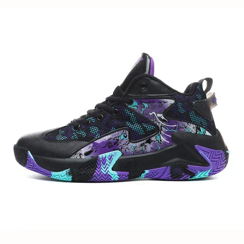 Court Dynamics High-Top Basketball Shoe – Bold Graphic Design with Ankle Support