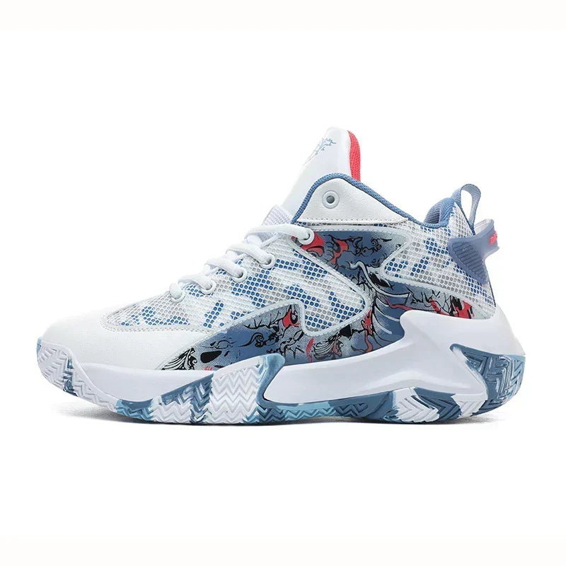 Court Dynamics High-Top Basketball Shoe – Bold Graphic Design with Ankle Support
