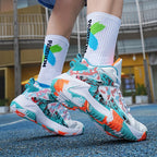 Court Dynamics High-Top Basketball Shoe – Bold Graphic Design with Ankle Support