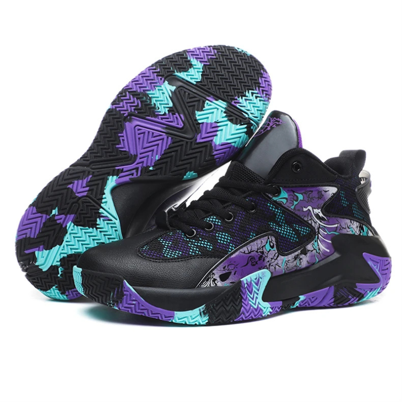 Court Dynamics High-Top Basketball Shoe – Bold Graphic Design with Ankle Support