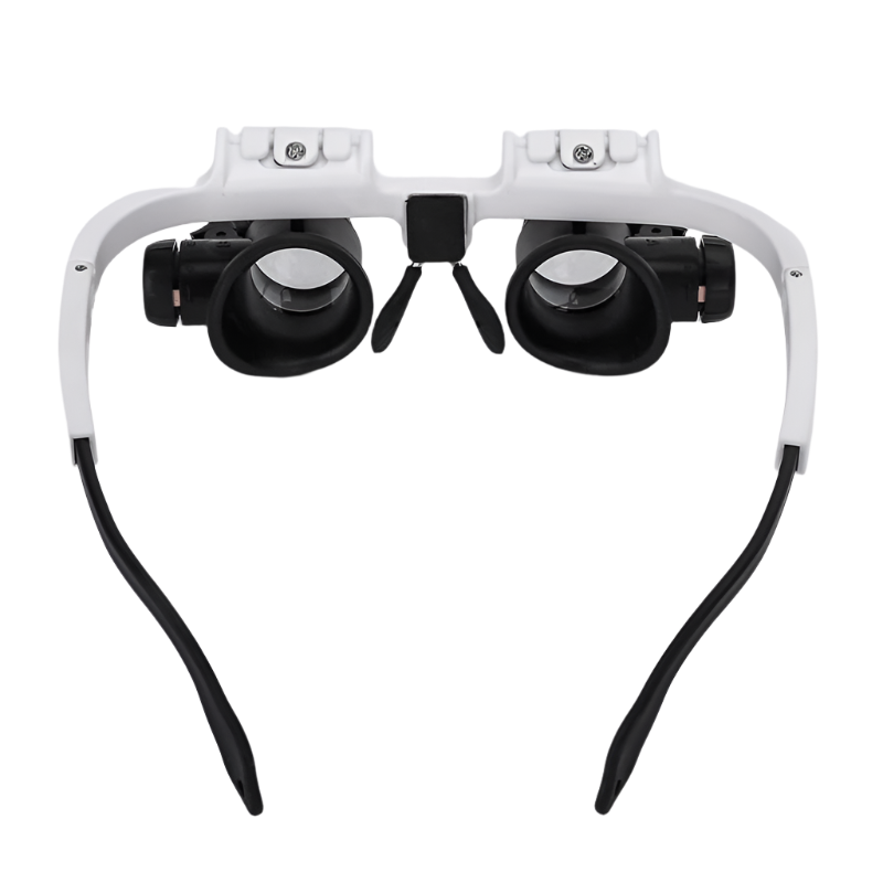 LED Head-Mounted Magnifier with Four Interchangeable Lenses and Dual Lights
