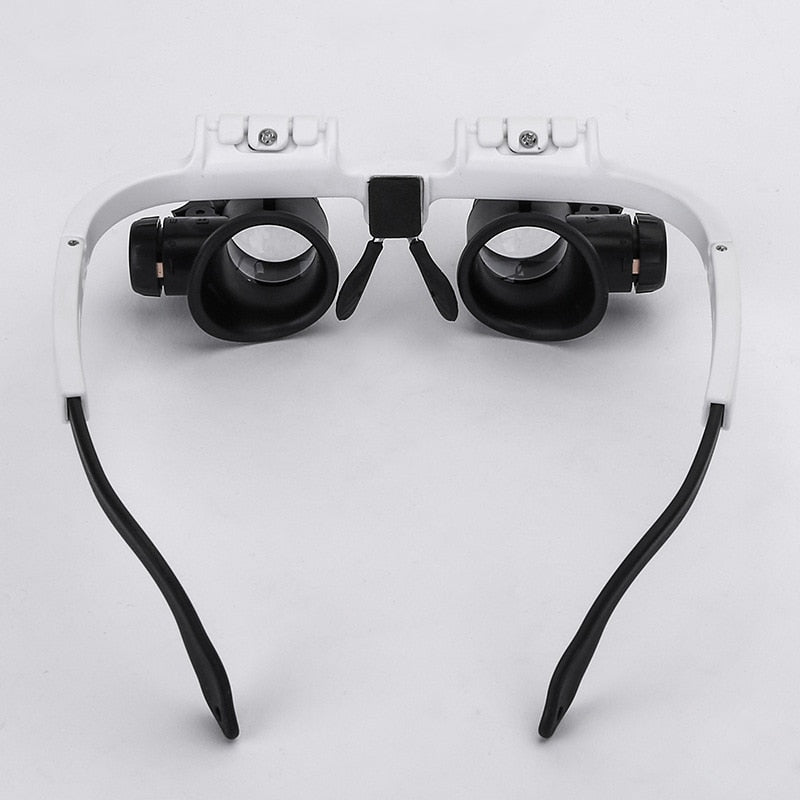 LED Head-Mounted Magnifier with Four Interchangeable Lenses and Dual Lights