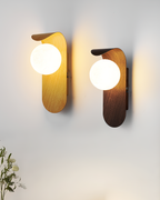 Ashvale Globe Wall Light | Wood Effect LED Indoor Wall Lamp