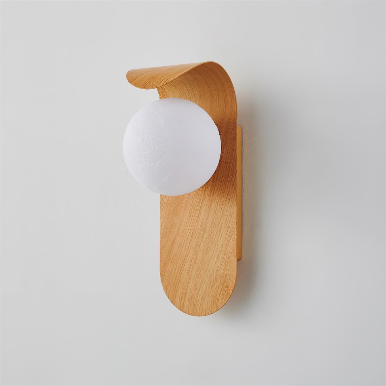 Ashvale Globe Wall Light | Wood Effect LED Indoor Wall Lamp