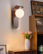 Ashvale Globe Wall Light | Wood Effect LED Indoor Wall Lamp