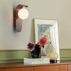 Ashvale Globe Wall Light | Wood Effect LED Indoor Wall Lamp