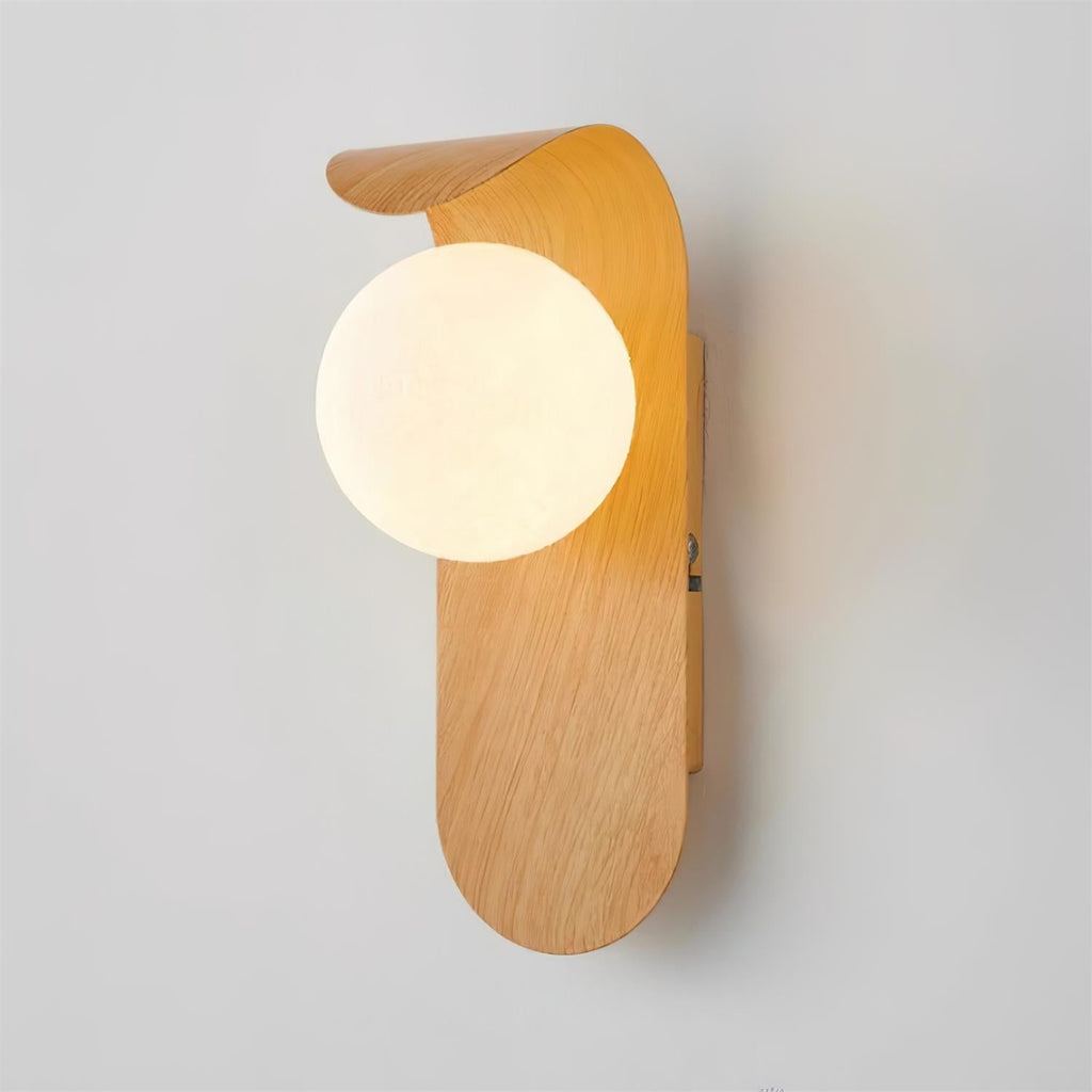 Ashvale Globe Wall Light | Wood Effect LED Indoor Wall Lamp