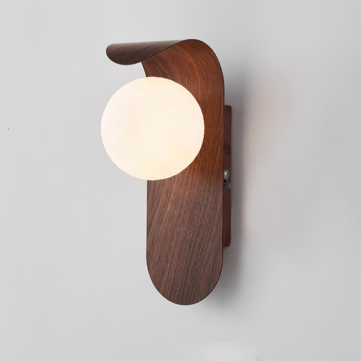 Ashvale Globe Wall Light | Wood Effect LED Indoor Wall Lamp