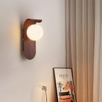Ashvale Globe Wall Light | Wood Effect LED Indoor Wall Lamp