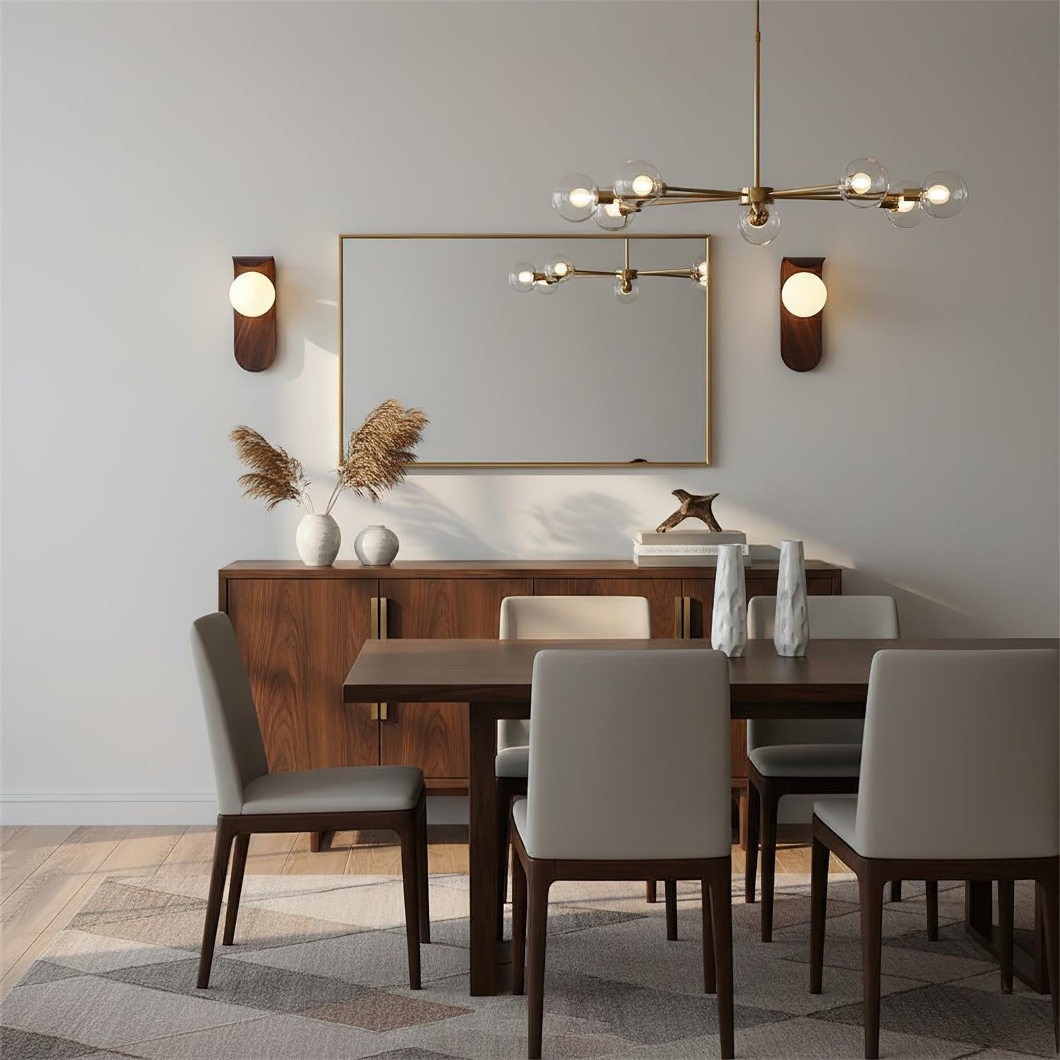 Ashvale Globe Wall Light | Wood Effect LED Indoor Wall Lamp