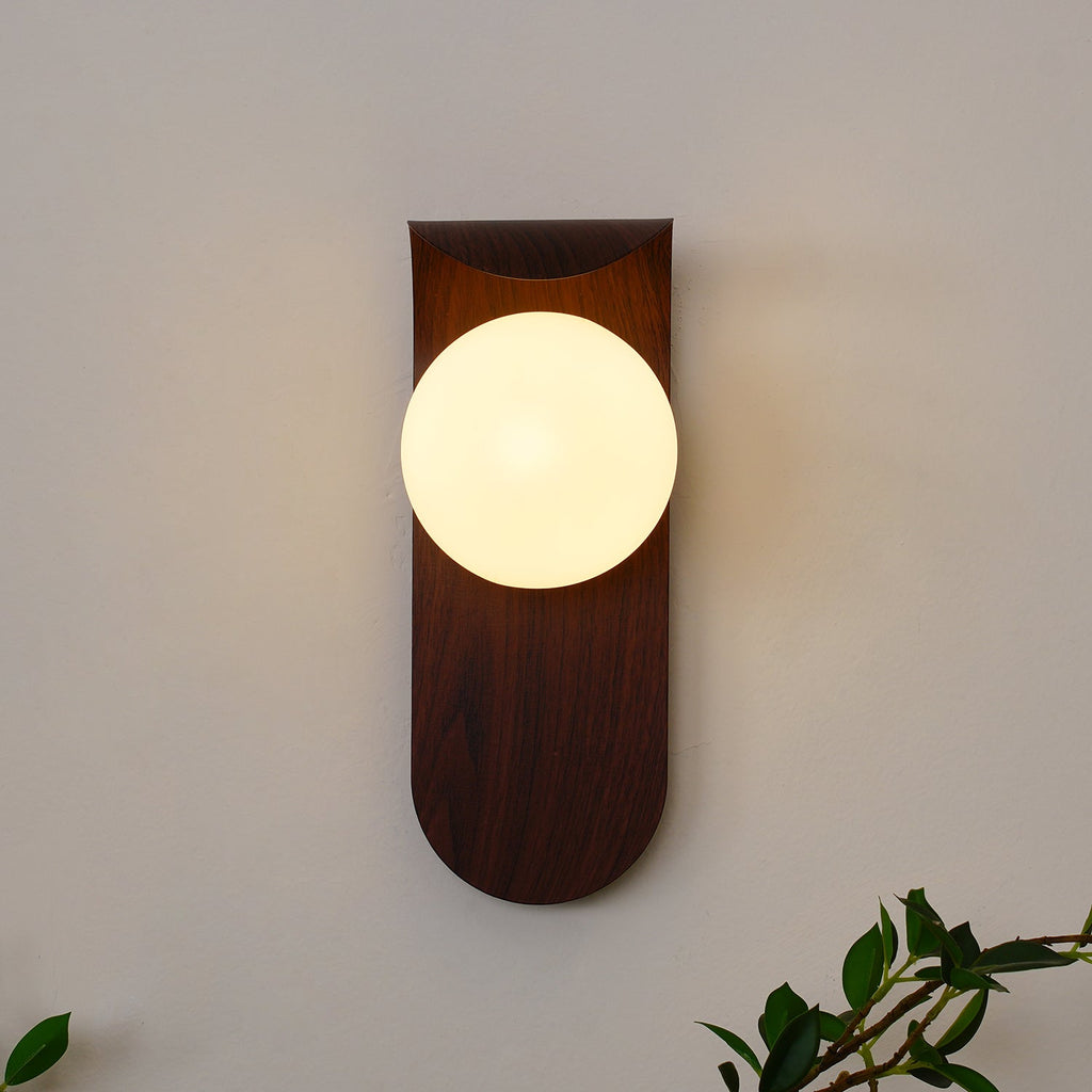 Ashvale Globe Wall Light | Wood Effect LED Indoor Wall Lamp
