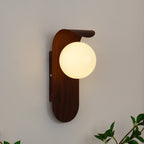 Ashvale Globe Wall Light | Wood Effect LED Indoor Wall Lamp