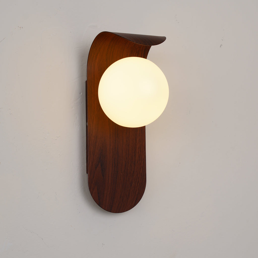 Ashvale Globe Wall Light | Wood Effect LED Indoor Wall Lamp