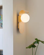 Ashvale Globe Wall Light | Wood Effect LED Indoor Wall Lamp