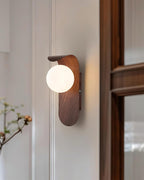 Ashvale Globe Wall Light | Wood Effect LED Indoor Wall Lamp