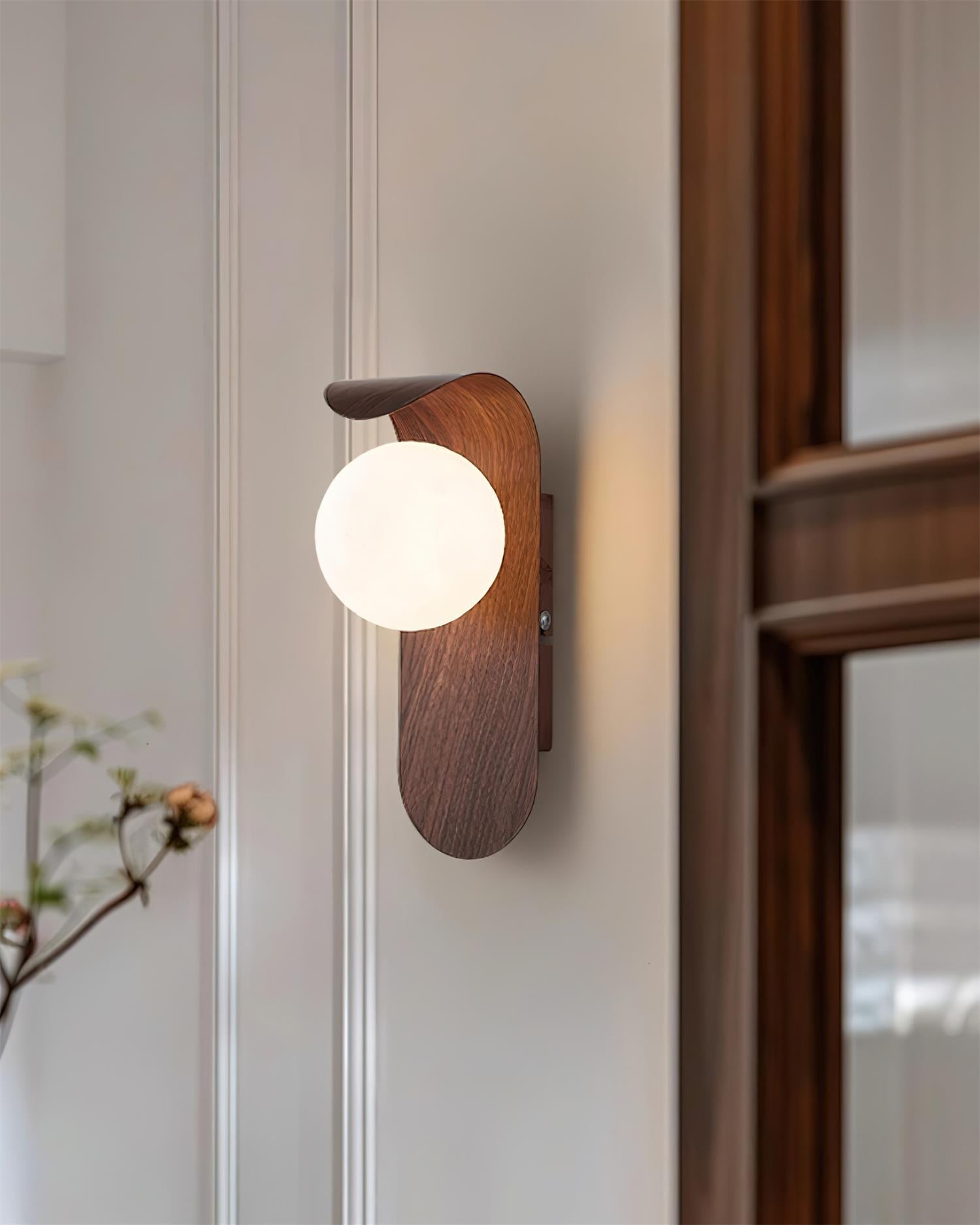 Ashvale Globe Wall Light | Wood Effect LED Indoor Wall Lamp