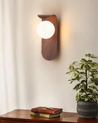 Ashvale Globe Wall Light | Wood Effect LED Indoor Wall Lamp