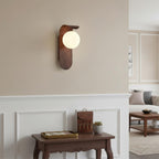 Ashvale Globe Wall Light | Wood Effect LED Indoor Wall Lamp