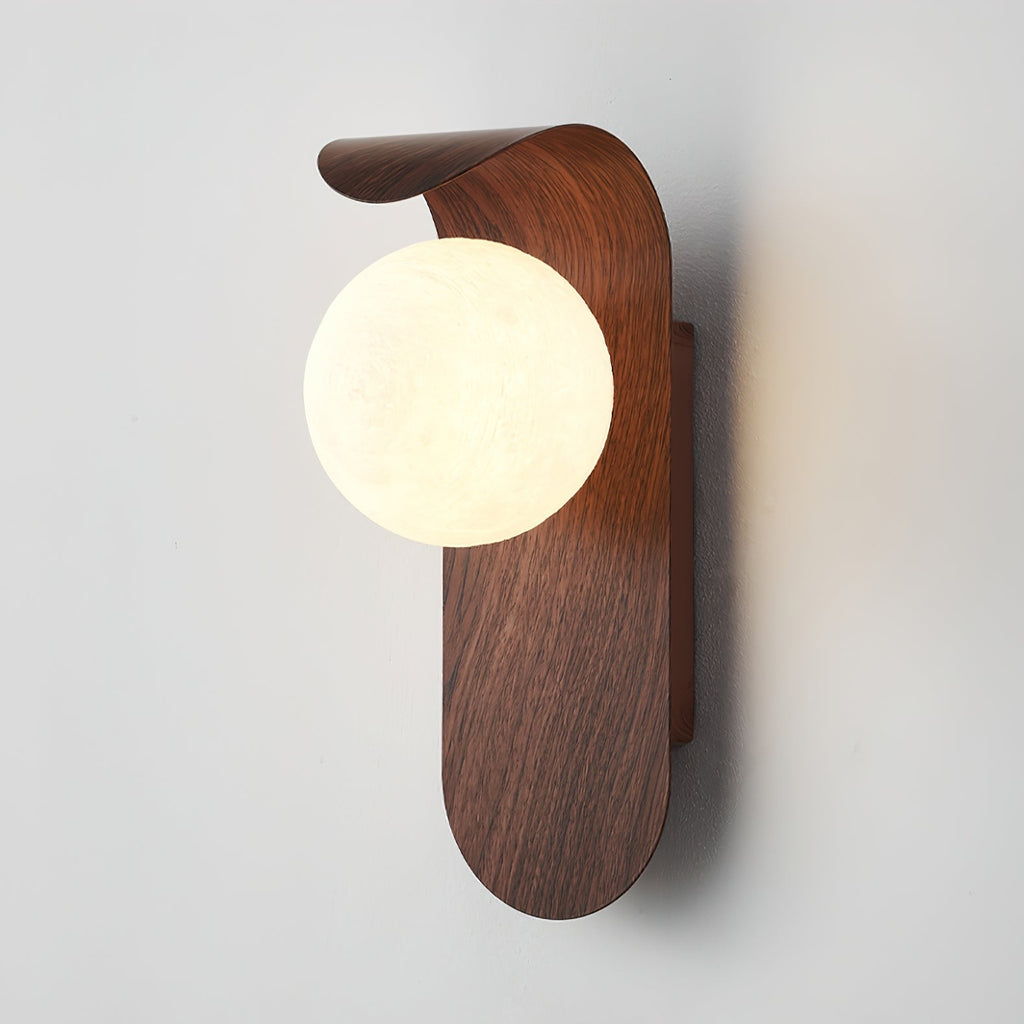 Ashvale Globe Wall Light | Wood Effect LED Indoor Wall Lamp