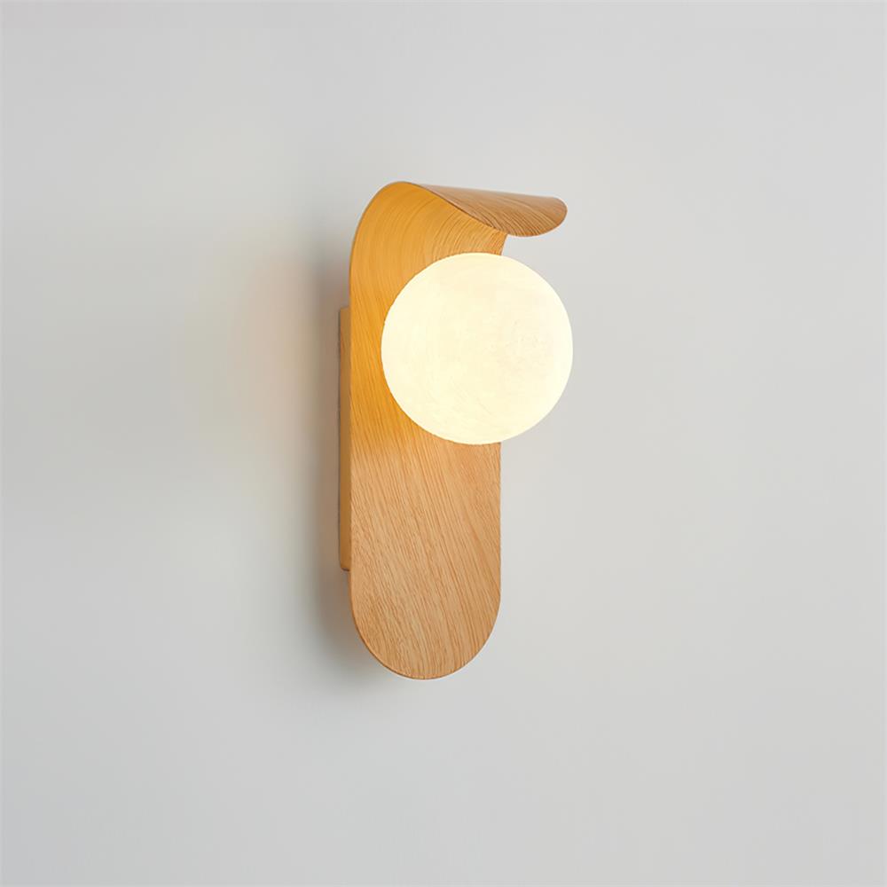 Ashvale Globe Wall Light | Wood Effect LED Indoor Wall Lamp