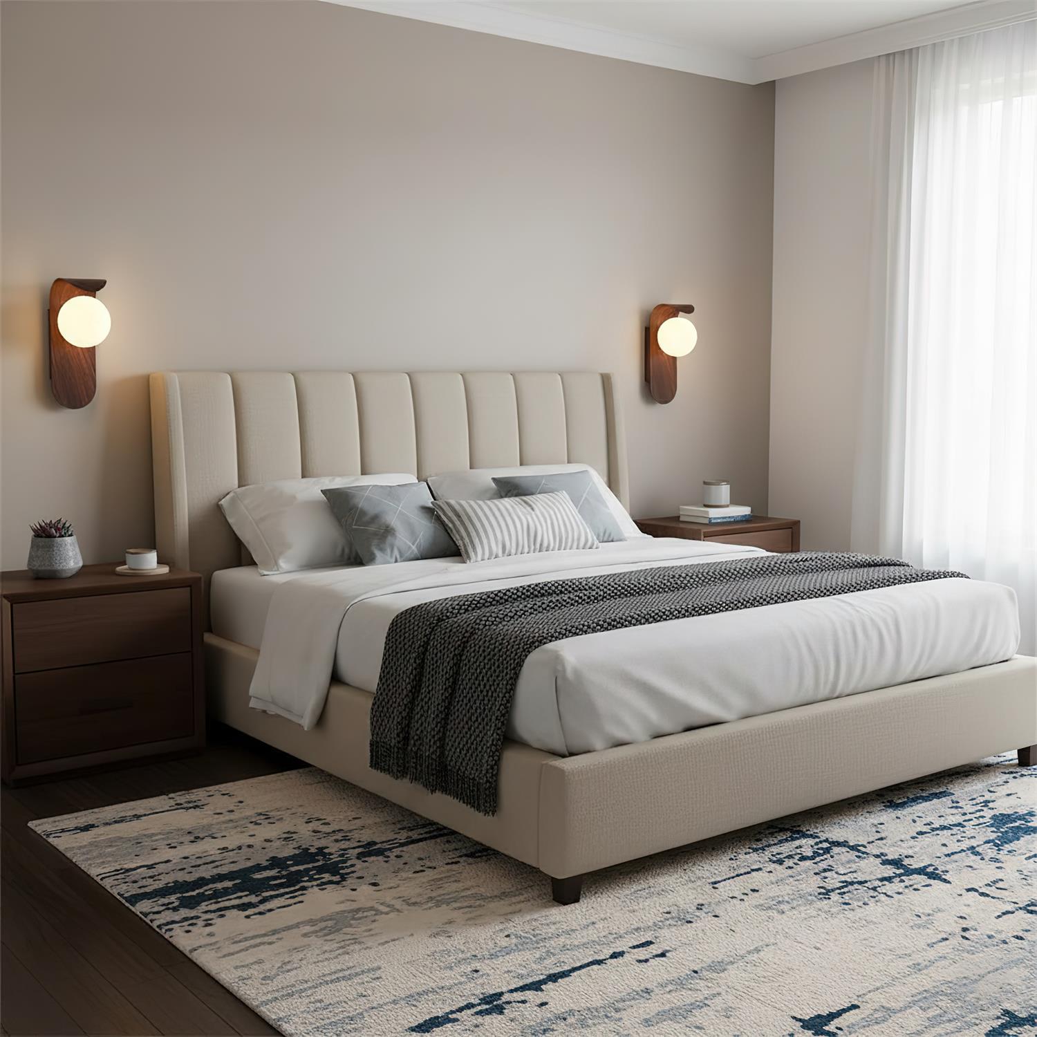 Ashvale Globe Wall Light | Wood Effect LED Indoor Wall Lamp