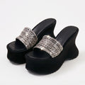 Bold Animal Print Chunky Platform Sandal with Curved Wedge Heel