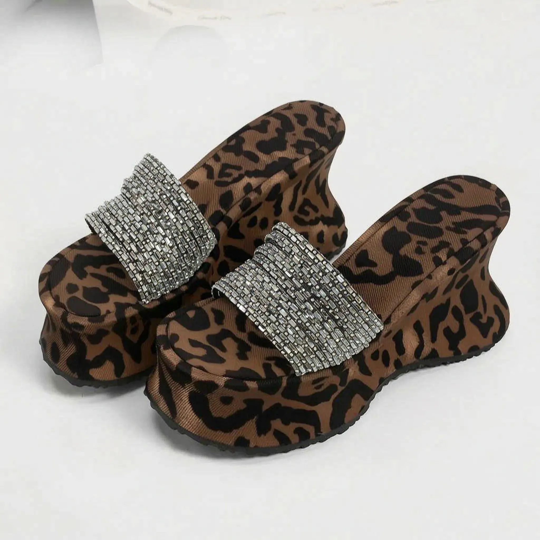 Bold Animal Print Chunky Platform Sandal with Curved Wedge Heel