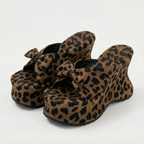 Bold Animal Print Chunky Platform Sandal with Curved Wedge Heel