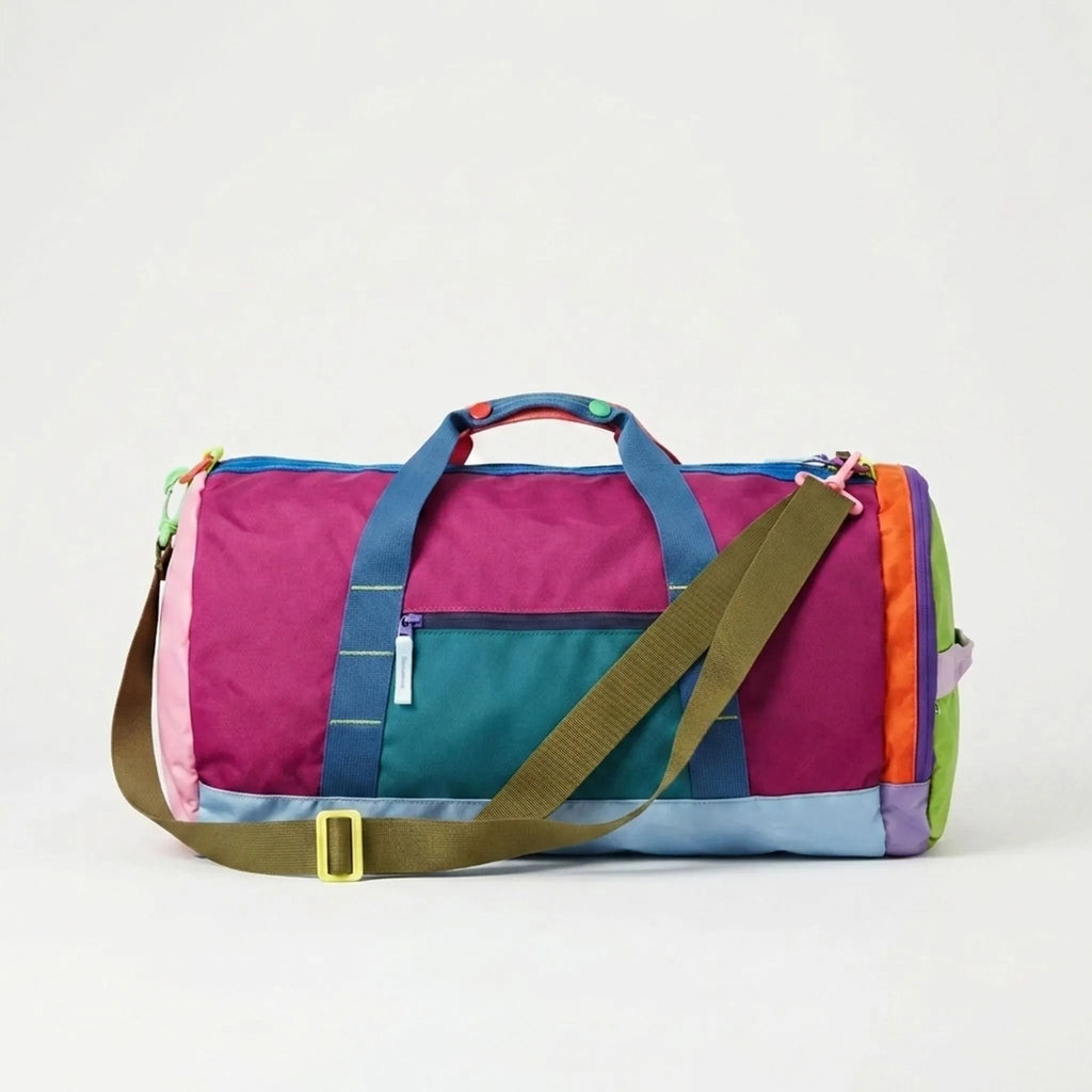 Compact Foldable Color-Block Duffel Bag - 21 Inch Capacity