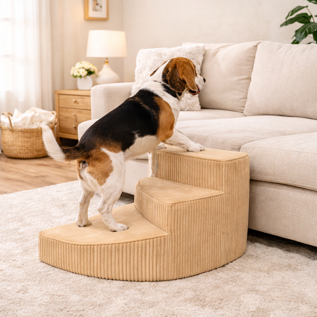 Elevated Pet Access Stairs with Non-Slip Foam Design | Space-Saving Solution for Pet Mobility