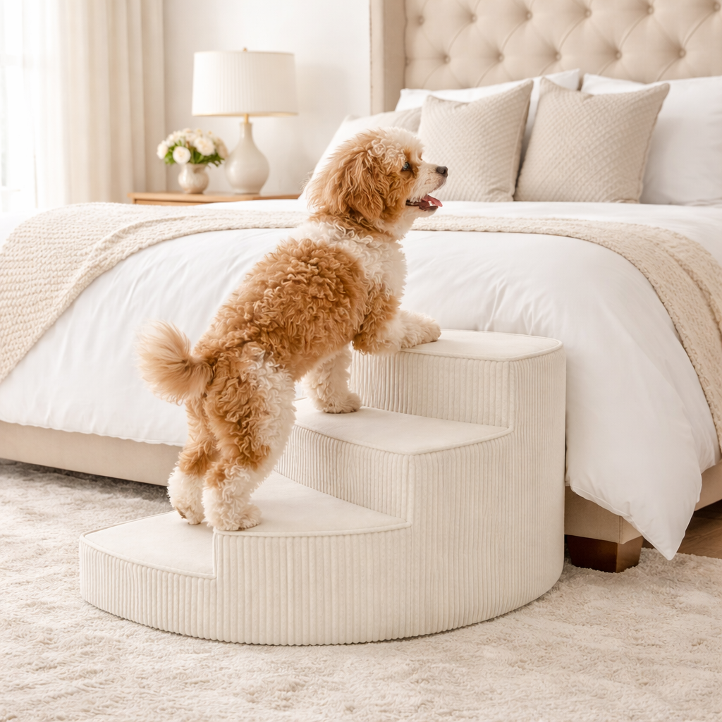 Elevated Pet Access Stairs with Non-Slip Foam Design | Space-Saving Solution for Pet Mobility