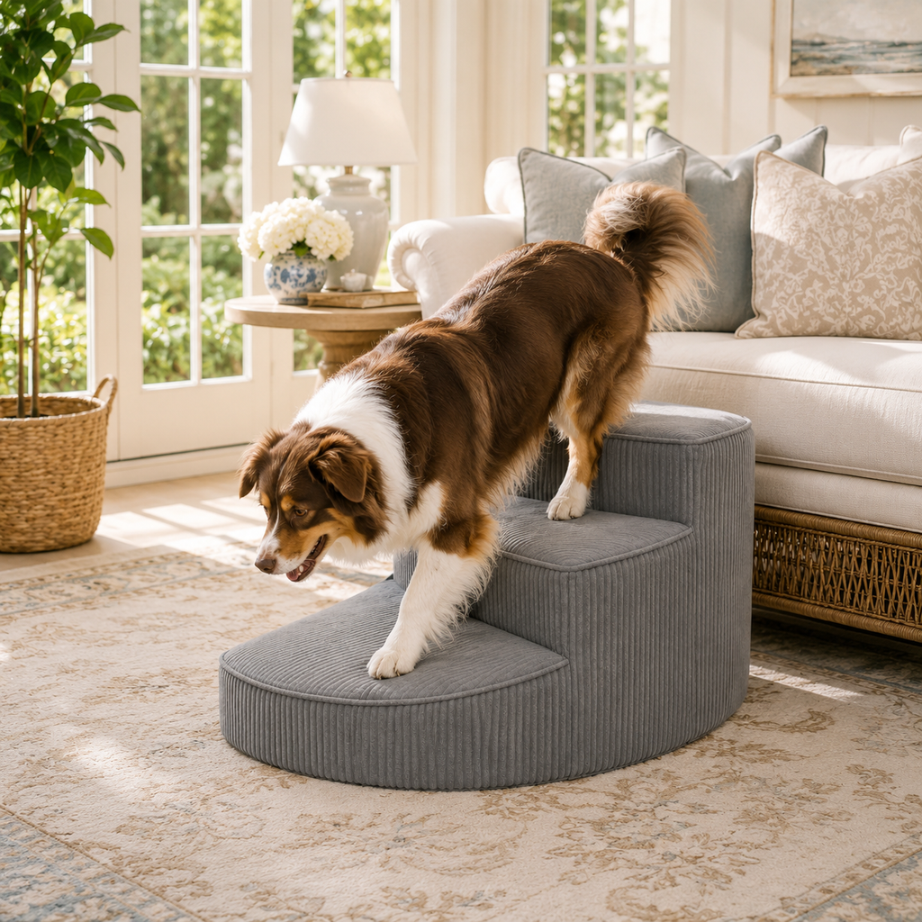 Elevated Pet Access Stairs with Non-Slip Foam Design | Space-Saving Solution for Pet Mobility