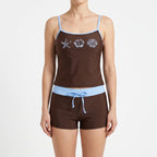 CoralBreeze Women's Printed Tankini Swim Set with Boy Shorts