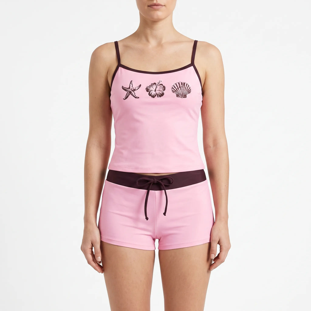CoralBreeze Women's Printed Tankini Swim Set with Boy Shorts