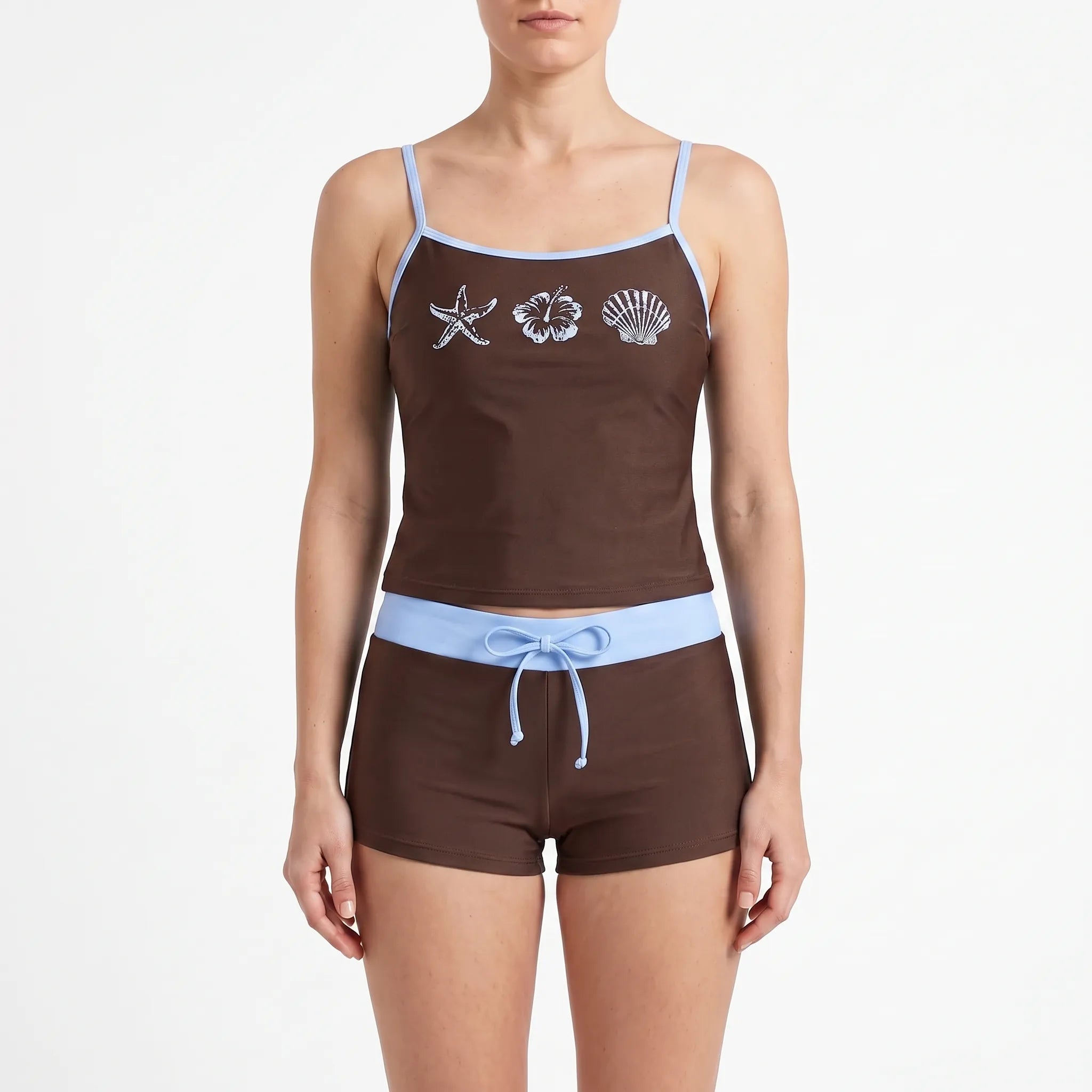 CoralBreeze Women's Printed Tankini Swim Set with Boy Shorts