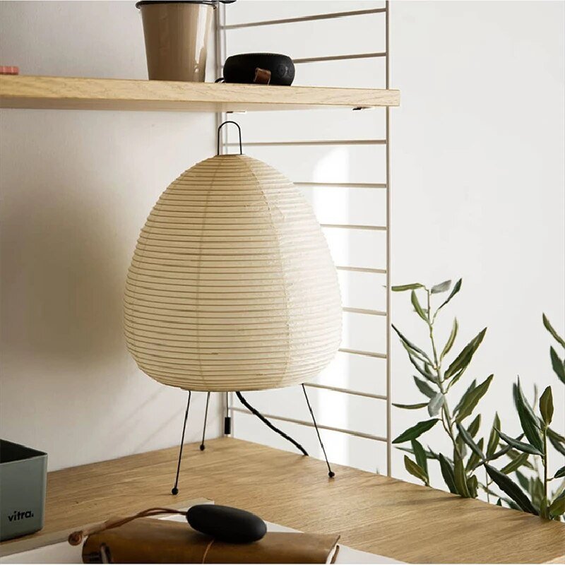 Lampe de Table Japandi Papier de Riz LED Design Ovale