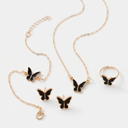 ButterLuxe Butterfly Jewelry Set with Necklace, Bracelet, Ring and Earrings