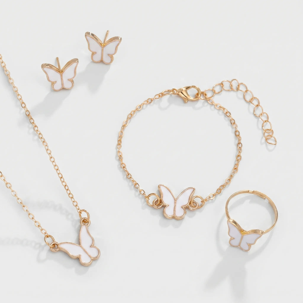 ButterLuxe Butterfly Jewelry Set with Necklace, Bracelet, Ring and Earrings