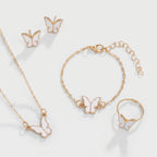ButterLuxe Butterfly Jewelry Set with Necklace, Bracelet, Ring and Earrings