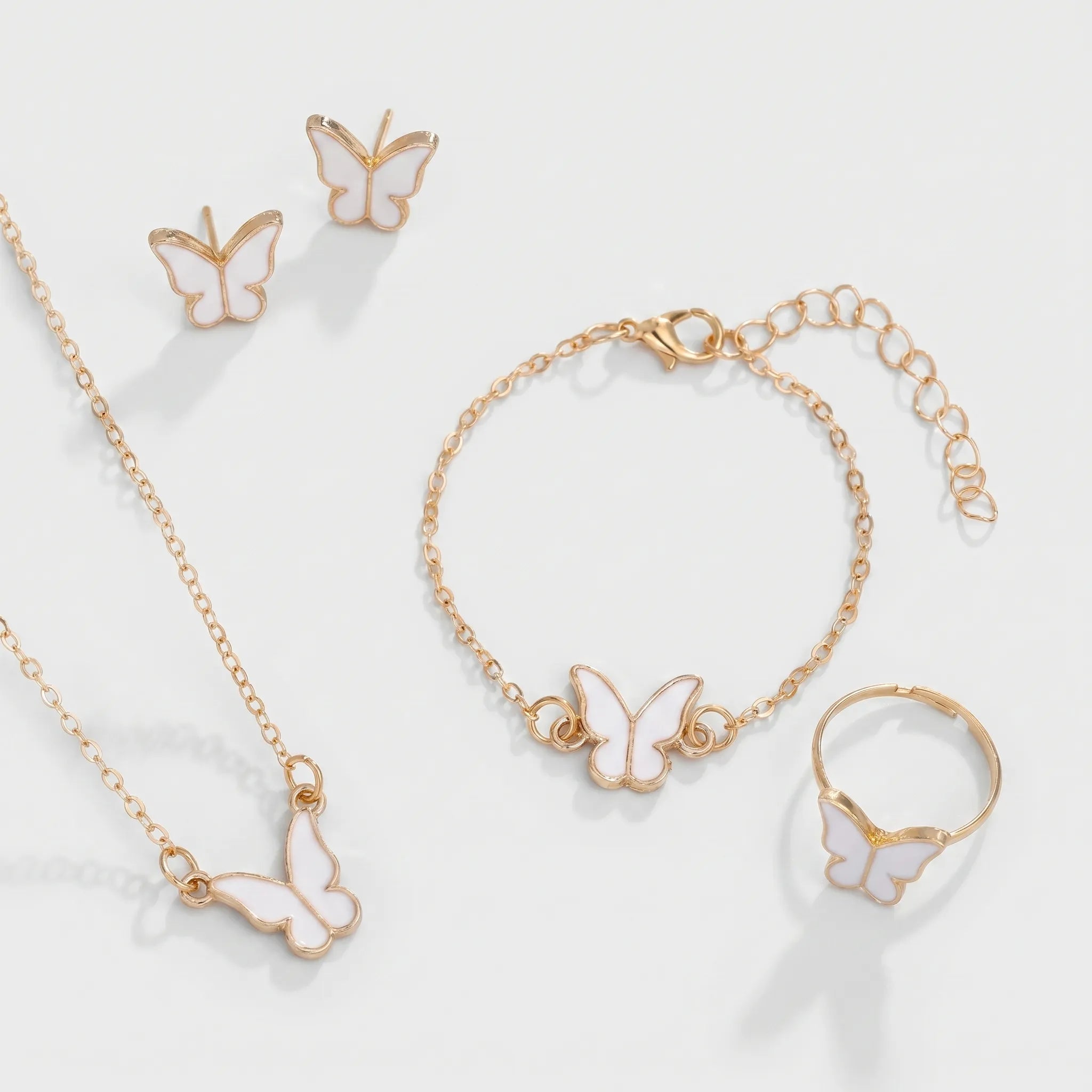 ButterLuxe Butterfly Jewelry Set with Necklace, Bracelet, Ring and Earrings