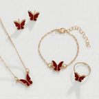ButterLuxe Butterfly Jewelry Set with Necklace, Bracelet, Ring and Earrings
