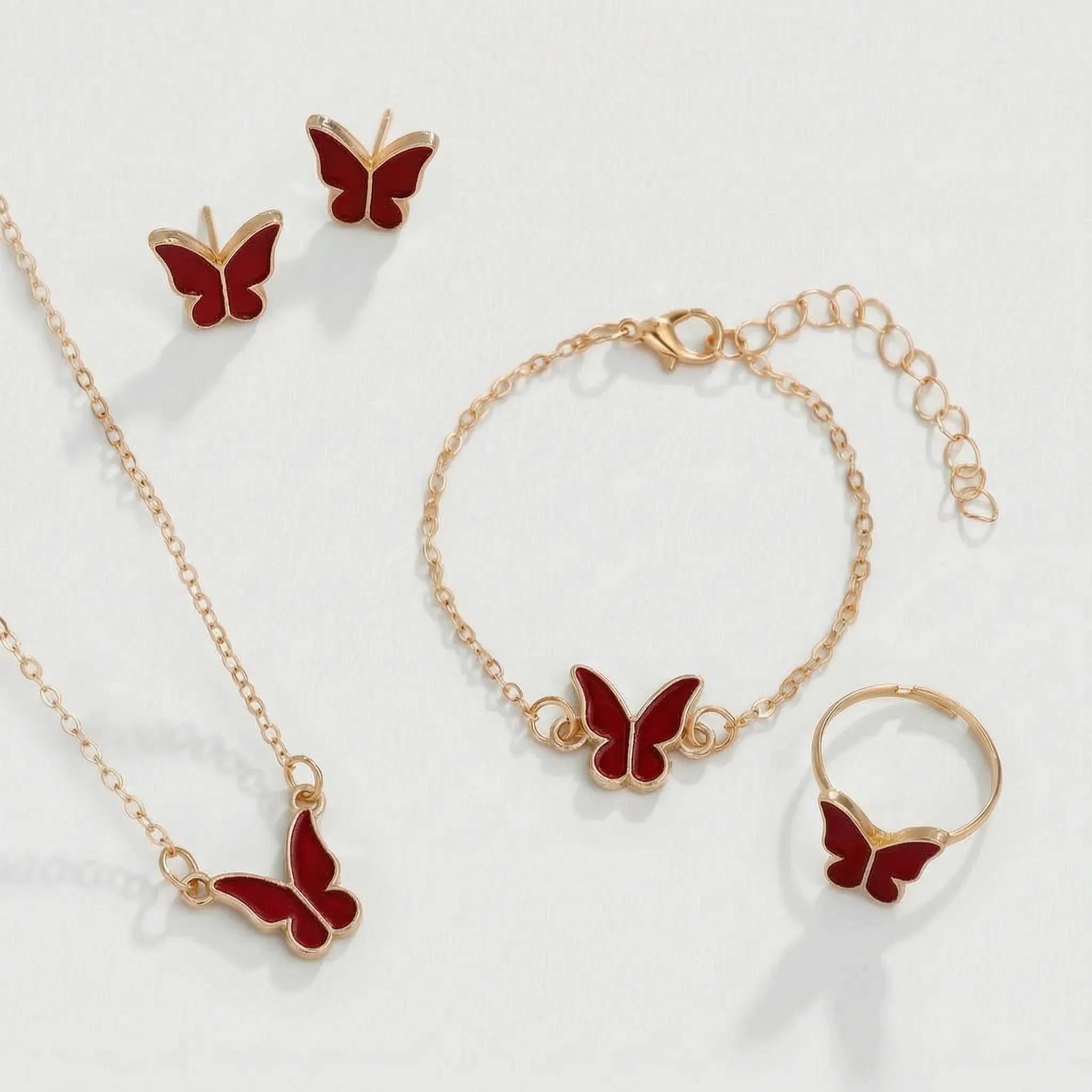 ButterLuxe Butterfly Jewelry Set with Necklace, Bracelet, Ring and Earrings