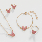 ButterLuxe Butterfly Jewelry Set with Necklace, Bracelet, Ring and Earrings