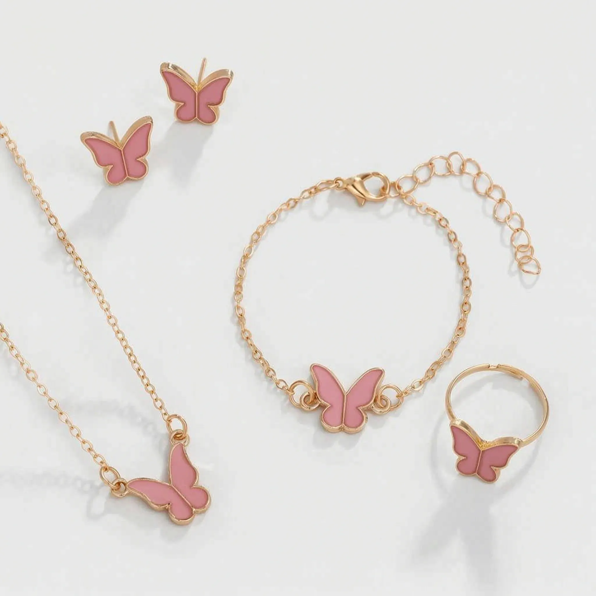 ButterLuxe Butterfly Jewelry Set with Necklace, Bracelet, Ring and Earrings