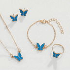 ButterLuxe Butterfly Jewelry Set with Necklace, Bracelet, Ring and Earrings