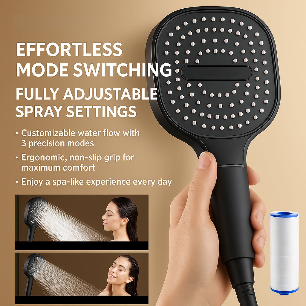 AquaPulse High Pressure Shower Head with Multi Spray Settings