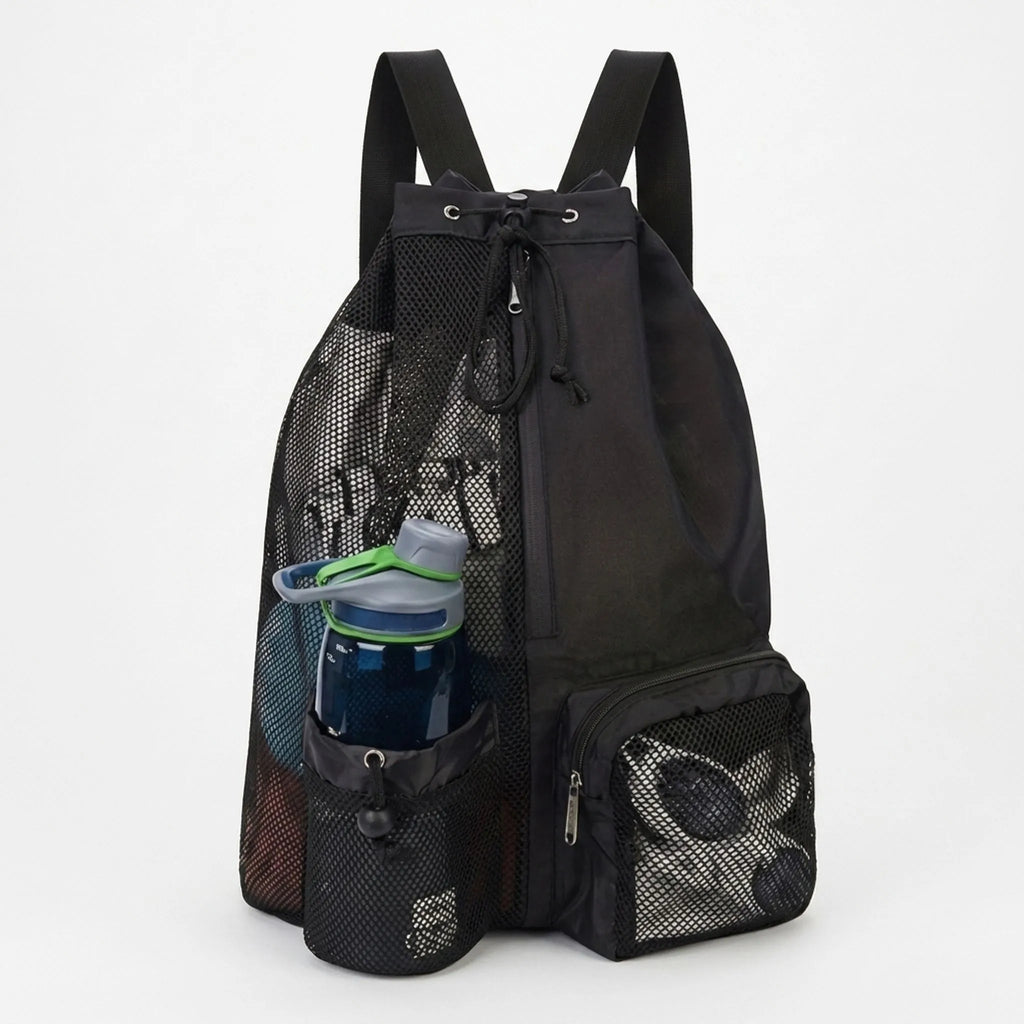 Ventilated Drawstring Sports Backpack with Wet Gear Compartment